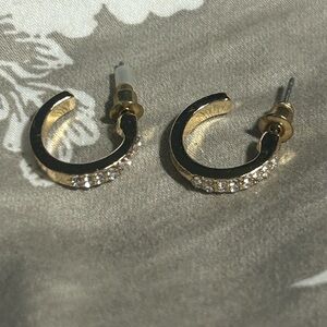 Gold stoned Hoop stud Earrings